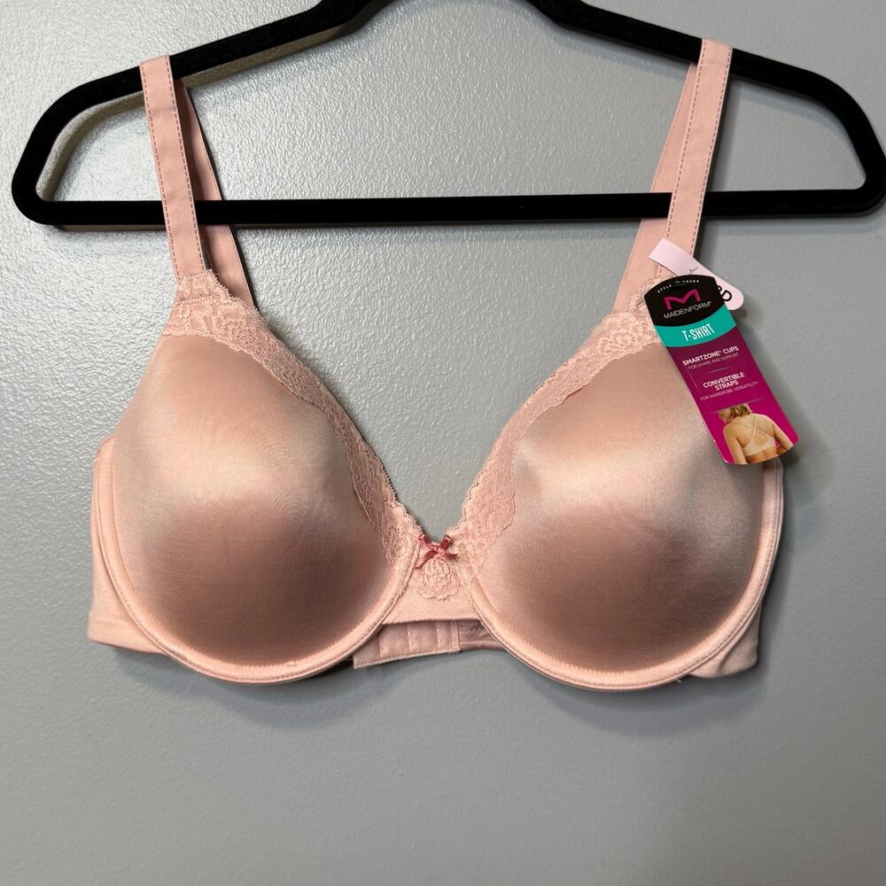 Maidenform Light Pink Lace Trim Underwire T-Shirt Bra NEW 38D